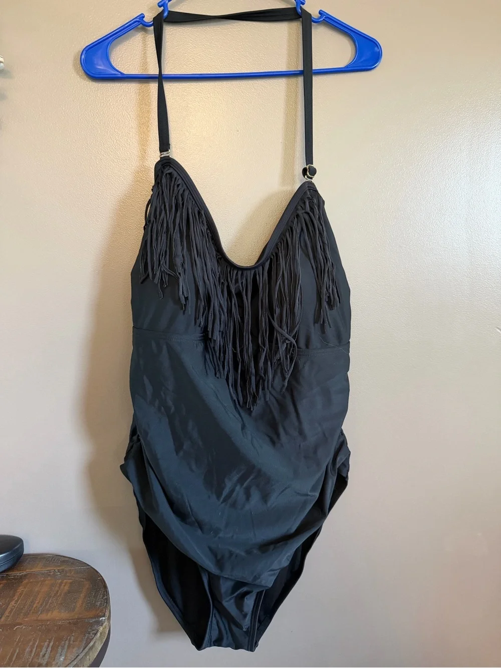 Boho‎ Fringe Black One Piece Swimsuit